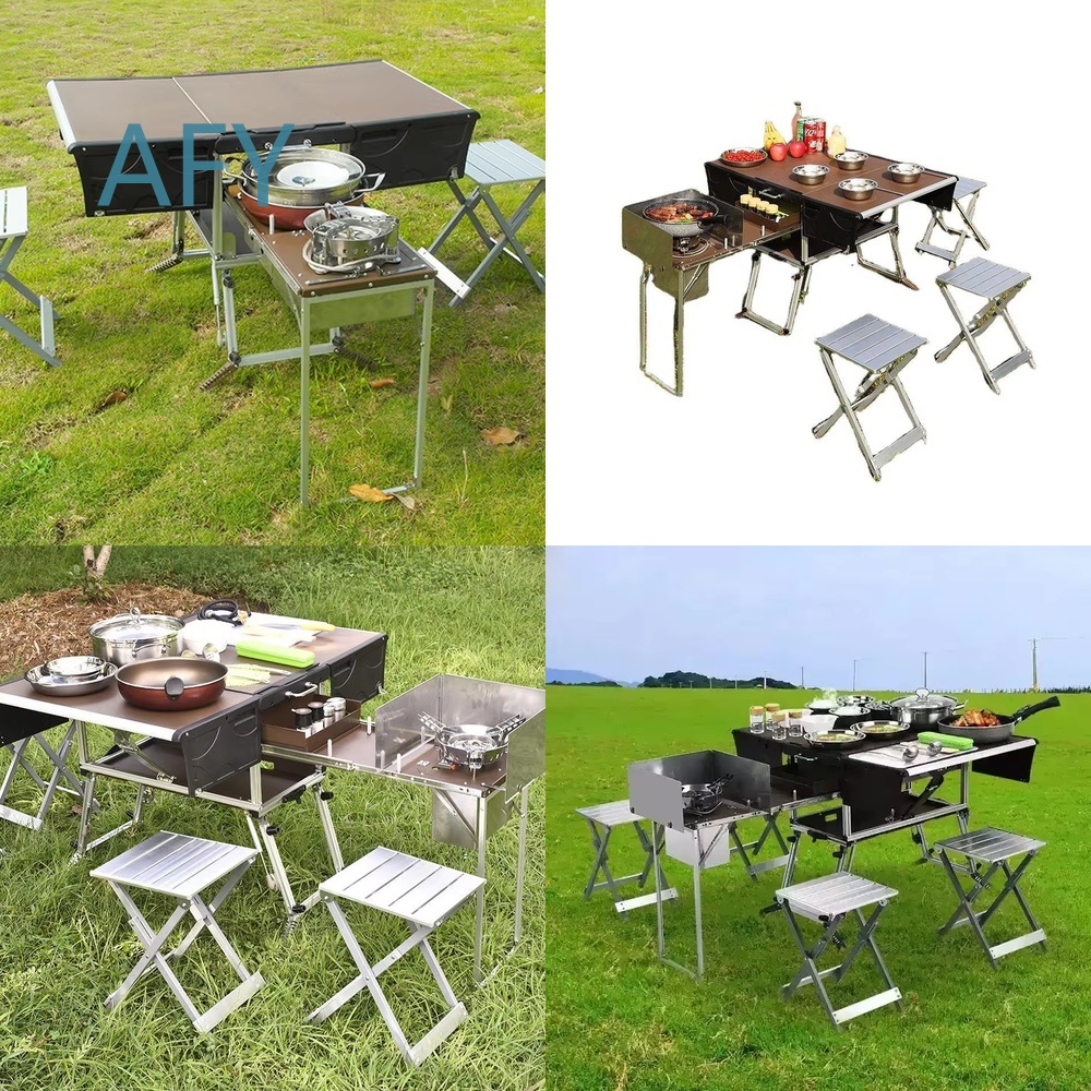 Camping Cooking Dining Set - Rimorchio Pieghevole Portatile per Cucina all'Aperto,
